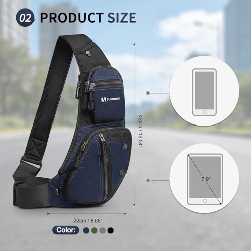 Sling Backpacks for Men Women Crossbody Bags, Dark Blue - color: Dark Blue