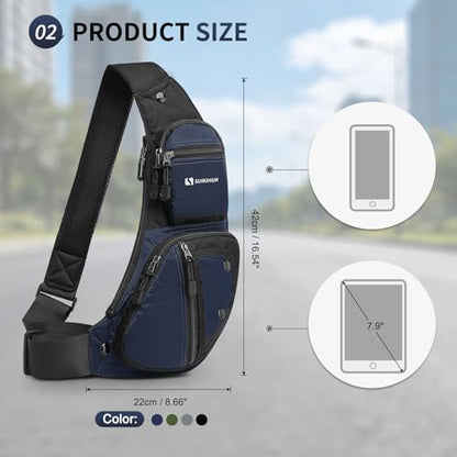 Sling Backpacks for Men Women Crossbody Bags, Dark Blue - color: Dark Blue