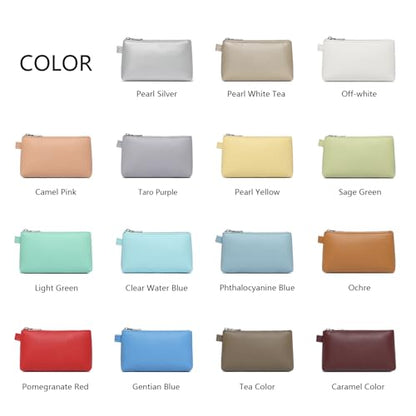 Small Makeup Bag for Purse, Leather Cosmetic (Gentian Blue) - color: Gentian Blue