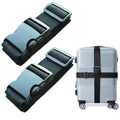 2 PCS Luggage Strap 78" x 2" Suitcase Belts Wide Adjustable Packing Straps Travel Accessories, Black - color: 2pcs Black