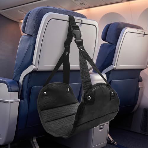 Adjustable Airplane Footrest Hammock Memory Foam Office Relaxation Foot Pad Travel Accessory Hanging Desk Foot Sling (Navy Blue) - color: Navy Blue