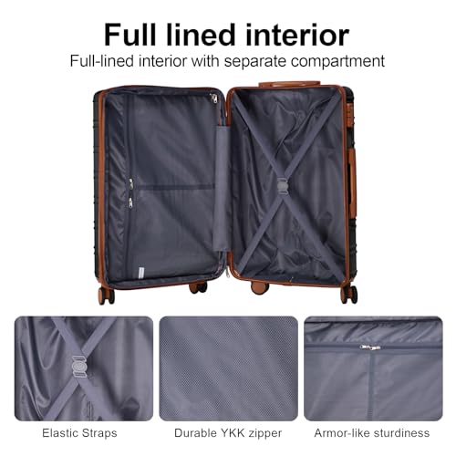 4 Piece Luggage Set Expandable ABS Travel Suitcase Set TSA Lock Hardshell Durable Lightweight Traveling Luggage Sets Gift for Back to School (Black, 28in26in20in13in) - color: Black