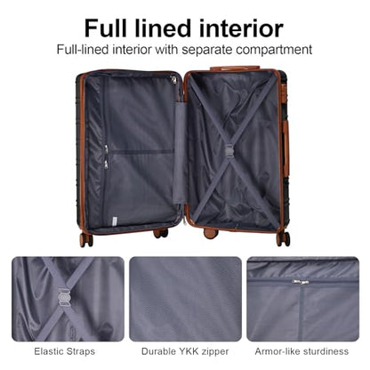 4 Piece Luggage Set Expandable ABS Travel Suitcase Set TSA Lock Hardshell Durable Lightweight Traveling Luggage Sets Gift for Back to School (Black, 28in26in20in13in) - color: Black