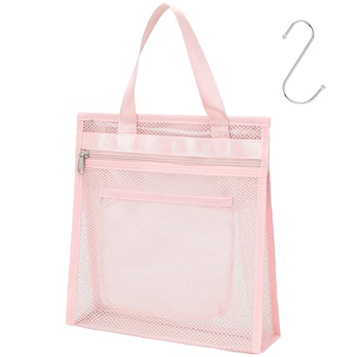 Small Mesh Shower Caddy Portable - Zipper Gym Shower Bag for Travel, Pink - color: Pink with Zipper