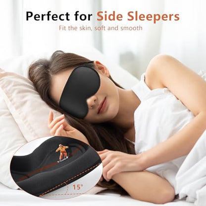 Sleep Mask for Side Sleeper Women Men, Eye Mask for Sleeping Light Blocking, 3D Contoured Cup Sleeping Mask, Soft Breathable Sleep Eye Mask with Adjustable Elastic Strap for Travel - color: Black01