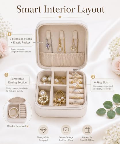 Homde Travel Jewelry Case for Women: 6 Small Boxes for Group&Team Gift - color: White