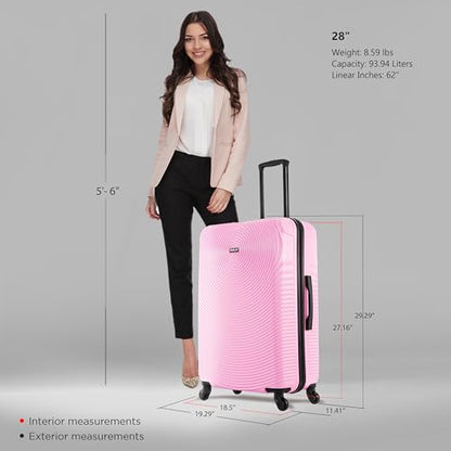 DUKAP INCEPTION Luggage with Spinner Wheels | Durable Lightweight Hardside Suitcase, Travel Bag with Handle and Trolley, 28-Inch Large Checked Luggage | Pink - color: Pink, size: 28 Inch