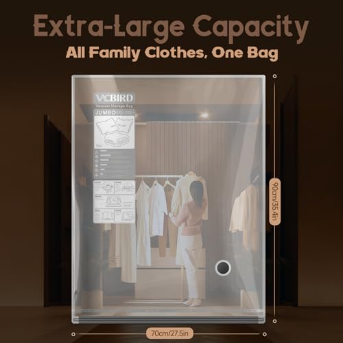 Vacbird Jumbo Vacuum Storage Bags for Bedding, Blanket Storage Space Saver - size: 15 Jumbo Size