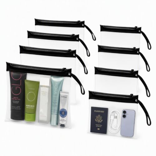 TSA Approved Clear Travel Toiletry Bag with Handle Zipper 8 Pack Quart Size - size: 8 handle zipper
