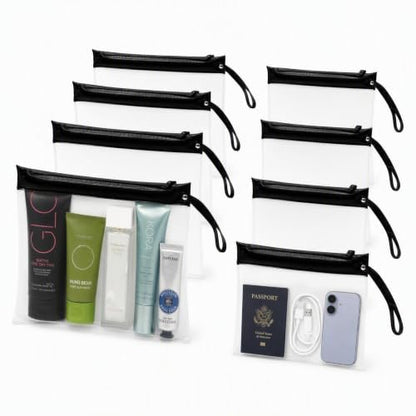 TSA Approved Clear Travel Toiletry Bag with Handle Zipper 8 Pack Quart Size - size: 8 handle zipper