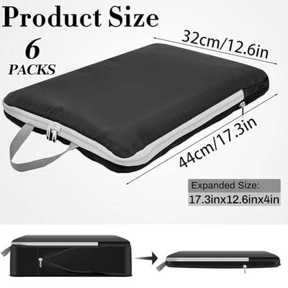 Hosuly 6 Pcs Compression Packing Cubes, 17.3 x 12.6'', Black 01 - color: Black 01