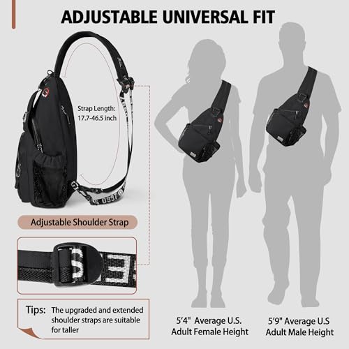 Geestock Convertible Sling Bag Crossbody Backpack for Women Men, Black - color: Black, size: Large