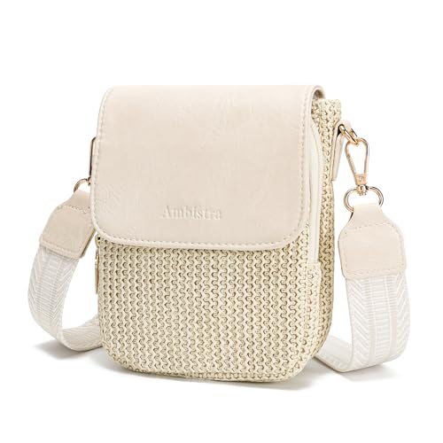 Faux Straw Crossbody Bags for Women Small Summer Phone Purse 2026 - color: Cream Beige