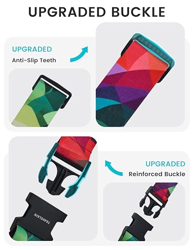 Travelkin Luggage Straps TSA Approved, Suitcase Straps with TSA Lock - color: Colorful Geometry
