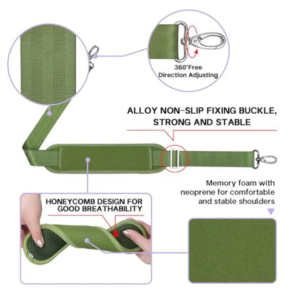60 Inch Shoulder Strap for Bag with Removable Ultra-Thick Pad - color: Green