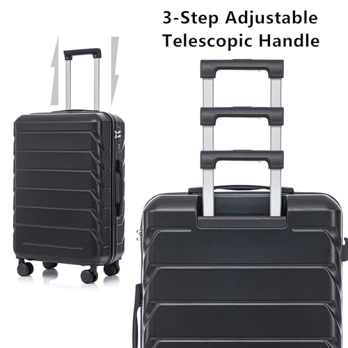 Suitcases ABS Hard Shell Luggage Sets - color: Black and Brown, size: 20/24/28 Inch