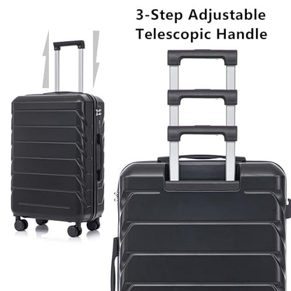Suitcases ABS Hard Shell Luggage Sets - color: Black and Brown, size: 20/24/28 Inch