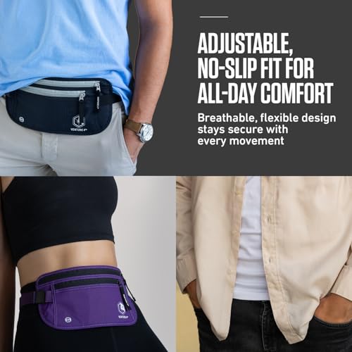 VENTURE 4TH Travel Money Belt, RFID Blocking Passport Holder - Black - color: Black