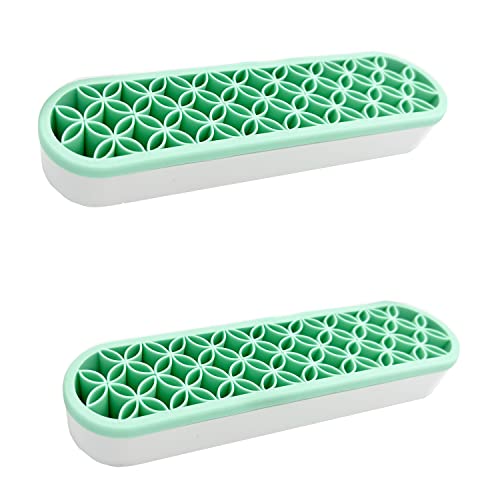 TANG SONG 실리콘 화장품 메이크업 브러시 홀더 용기 정리함 - color: 초록색., size: 2 PCS