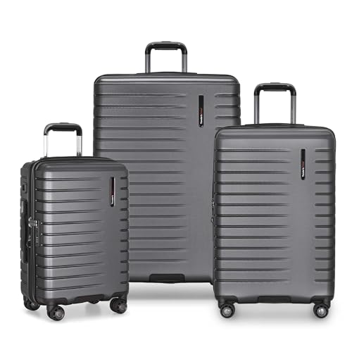Traveler's Choice Archer Polycarbonate Hardside Spinner Luggage Set, Tie Down Straps, Grey, 3-Piece - color: Grey, size: 3-Piece Set