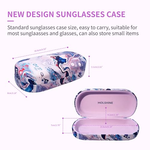 molshine Hard Shell Sunglasses Case,Classic Large Glasses Case for Women Men,Sunglass Eyeglasses - color: Ocean
