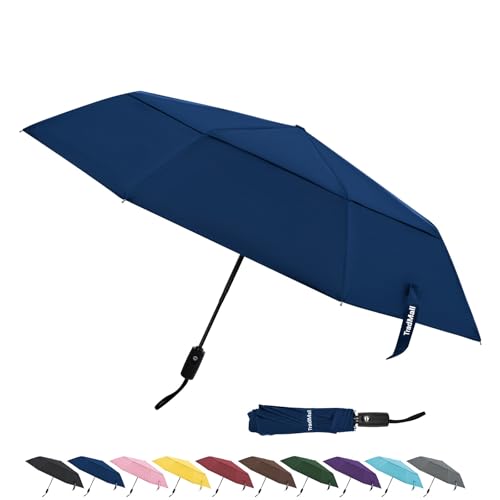 TradMall Travel Umbrella 42/45 Inches Double Vented Canopy - color: Navy Blue, size: 42 Inches