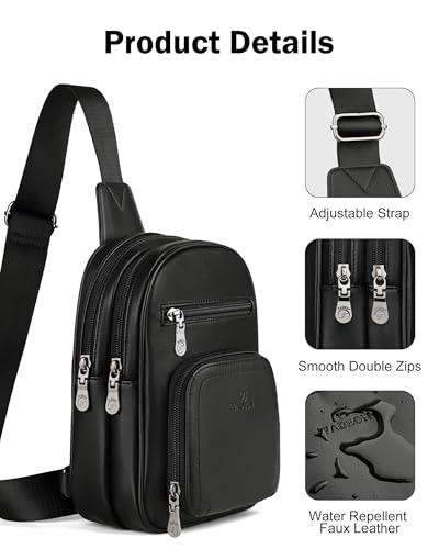 FADEON Sling Bags for Women Crossbody Bag, Designer PU Leather Sling Purse - color: Pure Black, size: Small