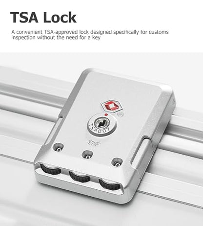 feilario PC Hardside Carry On Luggage, Aluminum Frame, TSA Lock, Cup Holder - color: A-Silver