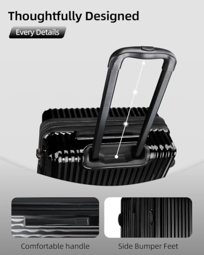 Carry on Luggage 22x14x9 Airline Approved, 20 Inch Expandable Hardside Luggage with Spinner Wheels, Hardshell Small Rolling Suitcase - color: Black Ice, size: 20inch