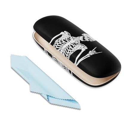 Eyeglasses Case, Portable Hard Shell Protective Case for Glasses, Eyeglass Holder Box for Women with Cleaning Cloth - color: Skeleton