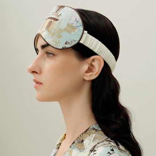 LILYSILK 1 pc 100% Silk Sleep Mask Blindfold Elastic Strap Soft and Comfortable Night Shade for Men Women Aquarius - color: Aquarius