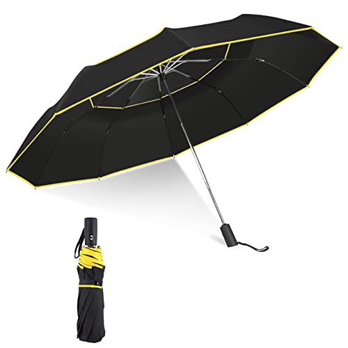 Kalolary 62 Inch Automatic Golf Umbrella Extra Large Folding Umbrella - color: Black
