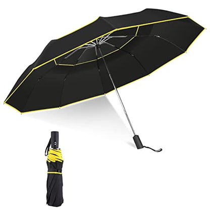 Kalolary 62 Inch Automatic Golf Umbrella Extra Large Folding Umbrella - color: Black