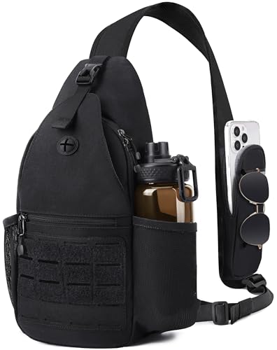 DEYACE Mens Sling Bag, Water-Resistant Large Shoulder Bag Small Single Strap Backpack Cross body Bag for Men