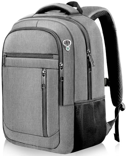 18.4" Large Laptop Backpack,Business Travel TSA Approved Slim Work Bag - color: Grey, size: 3X-Large