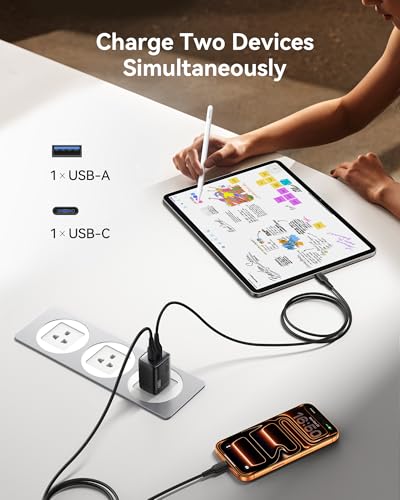 INIU USB C Charger Block, 30W GaN Fast Charging with Smart Phone Protection - color: Black, size: 1 Pack + 1 Cable