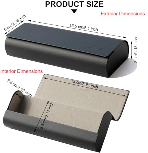 Hard Shell Eyeglasses Case Protective Glasses Case for Men and Women Linen Fabric - color: Slim Black 1 Pack