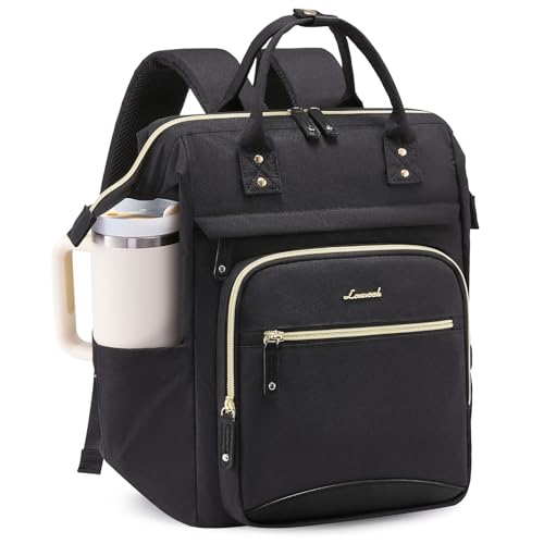 LOVEVOOK Laptop Backpack Women, 15.6 Inch Work Backpack - color: Black, size: 15.6INCH