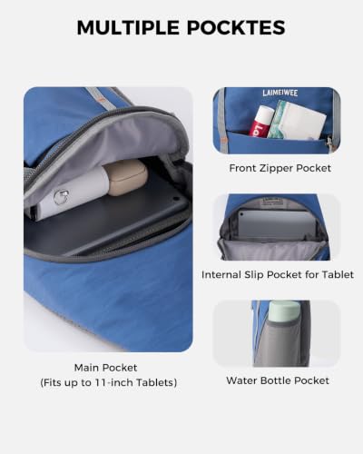 Crossbody Sling Bag, Lightweight Travel Sling Backpack with RFID Blocking - color: Blue