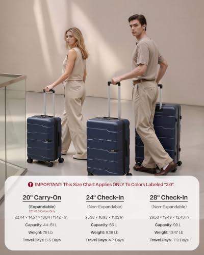 Coolife Medium Checked Luggage Hardside Suitcase with Spinner Wheels, 24in - color: Ink Navy2.0, size: Medium Checked(24in)