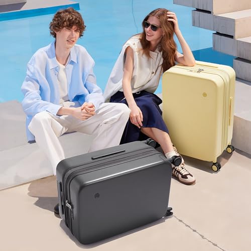 mixi 24 Inch Large Expandable Checked Luggage Suitcases with Spinner Wheels, Hardside Rolling Travel Suitcase PC with TSA Lock, Rock Gray - color: Rock Gray, size: 24-inch