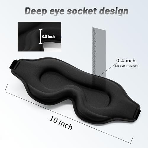 Sleep Mask for Men and Women, 3D Blackout Eye Mask for Side Sleepers, Black - color: Black