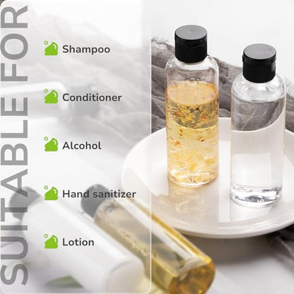 LISAPACK 3.4 oz Travel Bottles for Toiletries, Plastic Shampoo Containers - color: Clear
