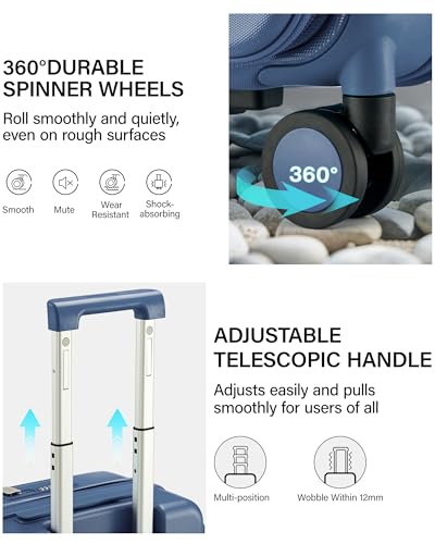 Hanke 28 Inch Expandable Checked Luggage, Large Trunk Luggage - color: Interstellar Blue, size: Expandable 28 Inch