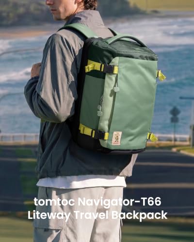 tomtoc Travel Backpack 28L,TSA Personal Item Bag Flight Approved,PFAS Free - color: Moss Green-ripstop, size: 28L