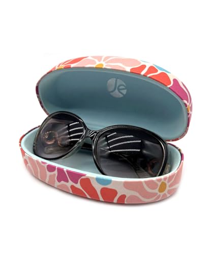 JAVOedge Style Eyeglass & Sunglasses Case - Extra Large Hard Shell Protective Case with Cleaning Cloth - color: Pastel Petal