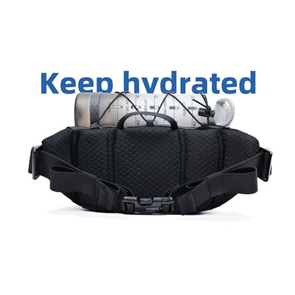 Travel Fanny Pack 3L, Crossbody Adjustable Strap, Padded Back, Water Repellent - color: Black Stealth