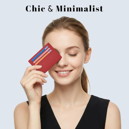 Airkit Small Slim ID Case, Womens Credit Card Holder Wallet, RFID Sleeve - color: Wine Red