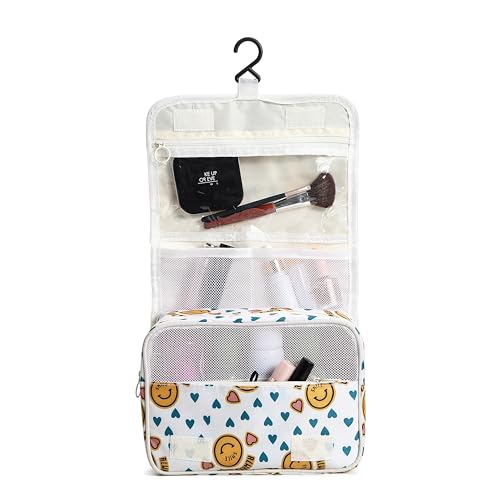 Sechunk Waterproof Travel Toiletry Bags Hanging Multi-function Cosmetic Bag Makeup Bag for Women (yellowSmile) - color: yellowSmile