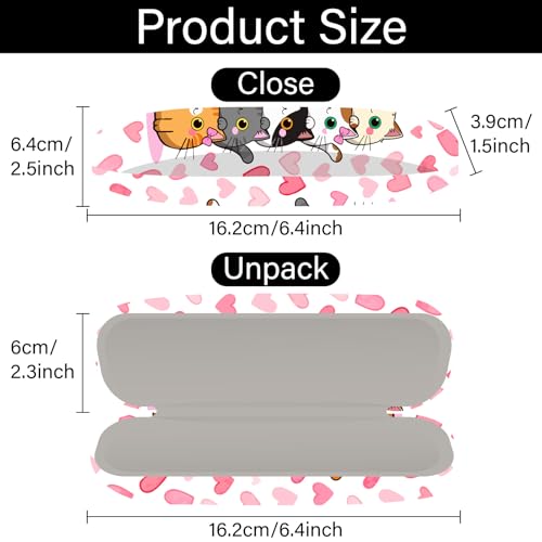 CREATCABIN Glasses Case Hard Shell Leather Eyeglasses Cases Sunglasses Holder Portable Travel Spectacle Pouch Storage Clamshe - style: Cat 1